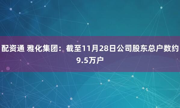 配资通 雅化集团：截至11月28日公司股东总户数约9.5万户